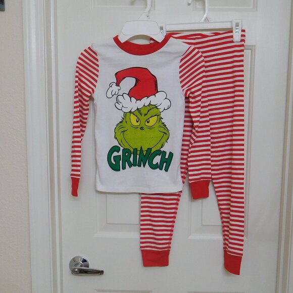 NWT 2pc H&M Santa Grinch Red Striped Pajamas sz 8 Years - Picture 1 of 1
